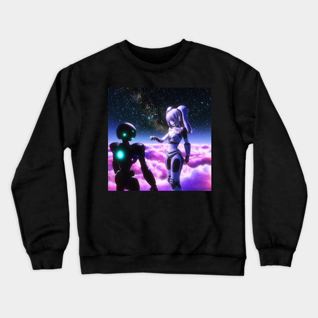 Anime Girl with Alien Crewneck Sweatshirt by Starbase79